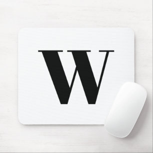 Modernes Monogramm Schwarz-weißer, individueller A Mousepad