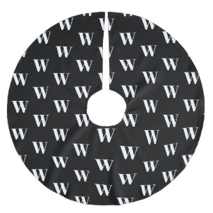 Modernes Monogramm Schwarz-weißer, individueller A Polyester Weihnachtsbaumdecke