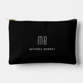 Modernes Monogramm Schwarz Zubehörtasche