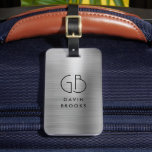 Modernes Monogramm Silber Grau gebürstet Metallic Gepäckanhänger<br><div class="desc">Eleganter,  moderner Monogramm Mit Monogramm silbergrauer,  gegossener metallischer Beutel</div>