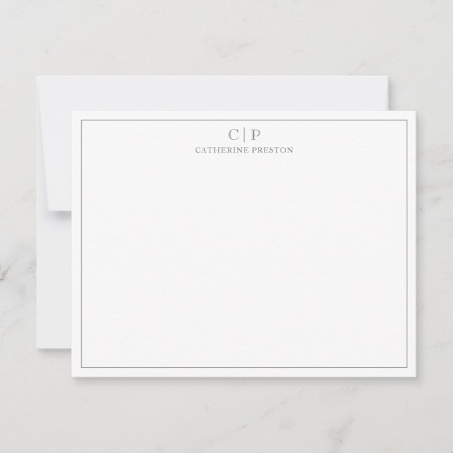 Modernes Monogramm Smokey Gray Personal Stationery Mitteilungskarte (Vorderseite)