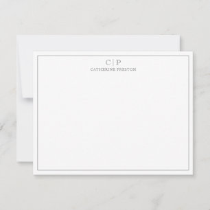 Modernes Monogramm Smokey Gray Personal Stationery Mitteilungskarte