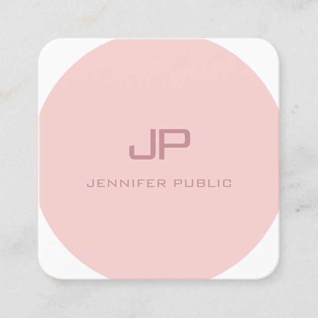 Modernes Monogramm Trendmodell Blush Pink Weiß Quadratische Visitenkarte (Vorderseite)