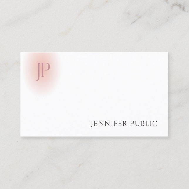 Modernes Monogramm Trendy Blush Pink White Elegant Visitenkarte (Vorderseite)