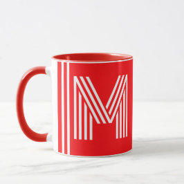 Modernes Monogramm und Name | Unique Red Keramik C Tasse