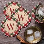 Modernes Monogramm zu Weihnachten Kariert Runder Pappuntersetzer<br><div class="desc">Ihr erstes Stück auf einem Imitat mit goldenem Folienkreis und einem karierten,  roten,  grünen und weißen Urlaubsmuster,  diese Untersetzer sind ideal für Ihre eigene Zuhause oder geben als Ferien- oder Hostess-Geschenke. PASSENDE Artikel in unserem Geschäft.</div>