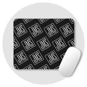 Modernes monogrammiertes Muster   Schwarz & Weiß Mousepad