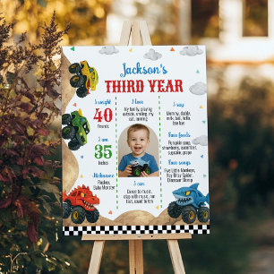 Modernes Monster Truck Kindergeburtstag Milestone  Poster