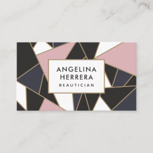 Modernes Mosaik aus geometrisch rosa und goldfarbe Visitenkarte