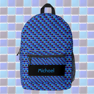 Modernes Mosaik in schwarz, königsblau, kundenspez Bedruckter Rucksack