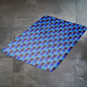 Modernes Mosaik in schwarz, königsblau und hellbla Badematte