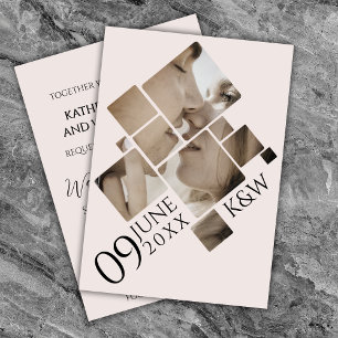 Modernes Mosaik mit monogramm Hochzeit Einladung