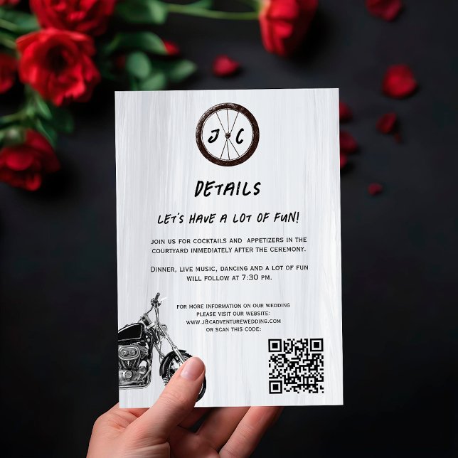 Modernes Motorrad-Adventure - Hochzeitsdetails Begleitkarte (Von Creator hochgeladen)