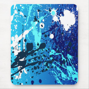 Modernes Mousepad, abstrakt, gesprüht, blau, weiß Mousepad