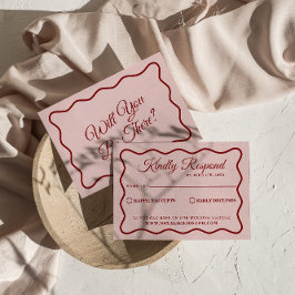 Modernes, muffiges Retro Funky Unique Wedding RSVP Karte