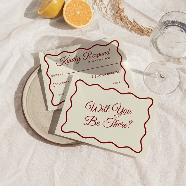 Modernes, muffiges Retro Funky Unique Wedding RSVP Karte (Von Creator hochgeladen)