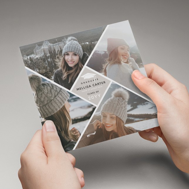 Modernes Multi-Foto Collage Graduate Ankündigung (Von Creator hochgeladen)