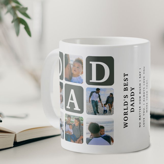 Modernes Multi Foto Grid Niedlich VATER Geschenk K Kaffeetasse (Von Creator hochgeladen)