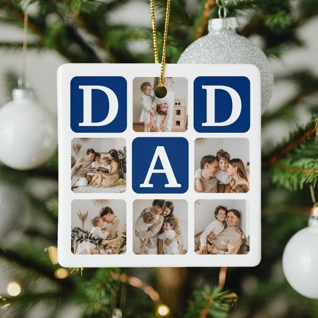 Modernes Multi Foto Grid Niedlich VATER Geschenk Keramikornament (Von Creator hochgeladen)