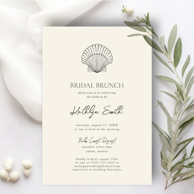 Modernes Muschel Beach Ocean Wedding Bridal Brunch Einladung (Von Creator hochgeladen)