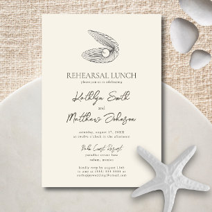 Modernes Muschel Beach Ocean Wedding Probe Lunch Einladung