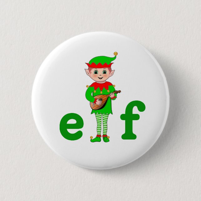 Modernes Musical Elf auf Weiß Button (Vorderseite)