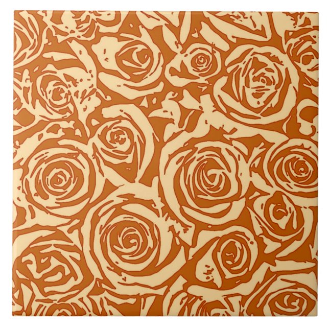 Modernes Muster Abstrakter Rose, Mandarin Orange Fliese (Vorderseite)