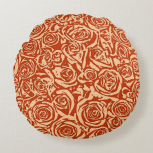 Modernes Muster Abstrakter Rose, Mandarin Orange Rundes Kissen