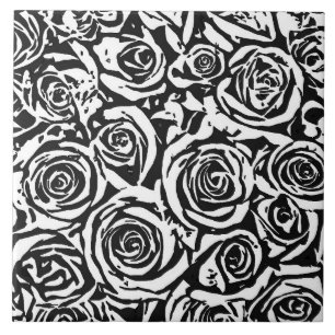 Modernes Muster Abstrakter Rose, Schwarz-Weiß-Cer Fliese