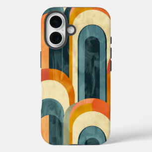 Modernes Muster, Aquamarin gelb orange iPhone 16 Hülle