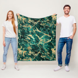 Modernes Muster aus Aquamarin- und Goldmarmor Fleecedecke