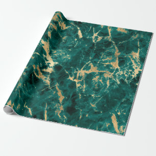 Modernes Muster aus Aquamarin- und Goldmarmor Geschenkpapier