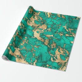 Modernes Muster aus Aquamarin- und Goldmarmor Geschenkpapier