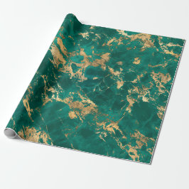 Modernes Muster aus Aquamarin- und Goldmarmor Geschenkpapier