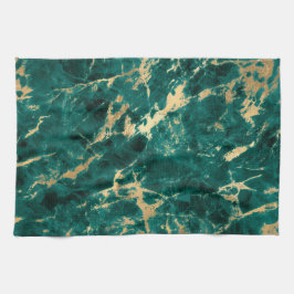Modernes Muster aus Aquamarin- und Goldmarmor Geschirrtuch