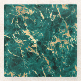Modernes Muster aus Aquamarin- und Goldmarmor Glasuntersetzer