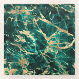 Modernes Muster aus Aquamarin- und Goldmarmor Glasuntersetzer