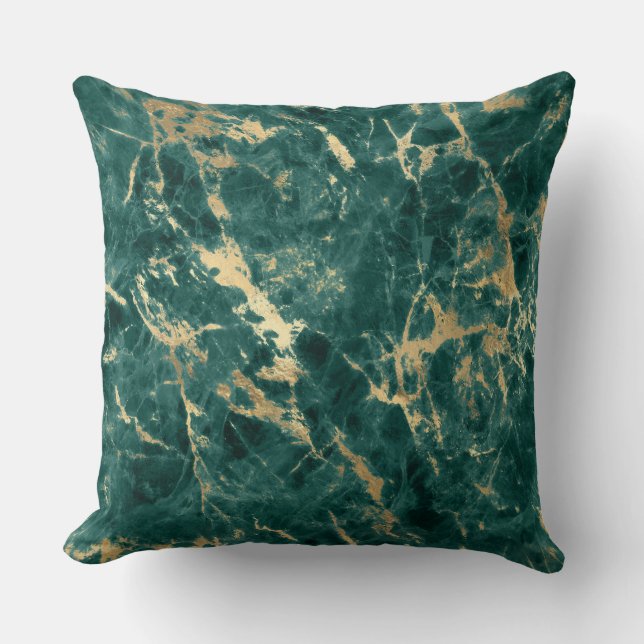 Modernes Muster aus Aquamarin- und Goldmarmor Kissen (Vorderseite)