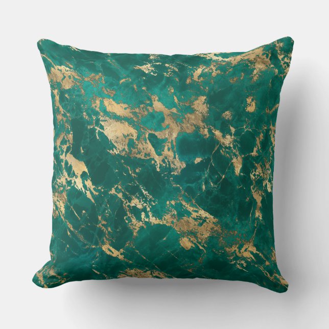 Modernes Muster aus Aquamarin- und Goldmarmor Kissen (Vorderseite)