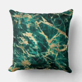 Modernes Muster aus Aquamarin- und Goldmarmor Kissen