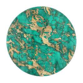 Modernes Muster aus Aquamarin- und Goldmarmor Schneidebrett