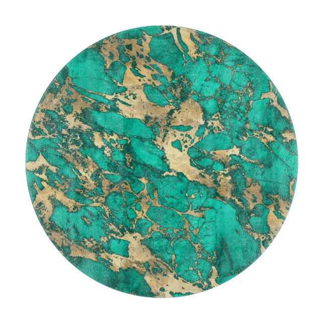 Modernes Muster aus Aquamarin- und Goldmarmor Schneidebrett (Vorderseite)