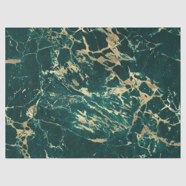 Modernes Muster aus Aquamarin- und Goldmarmor Seidenpapier (Vorderseite)