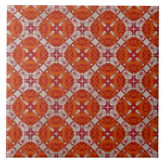 Modernes Muster aus dem roten, orangefarbenen und  Fliese (Vorderseite)