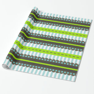 Modernes Muster aus grünen, blauen, braunen Streif Geschenkpapier
