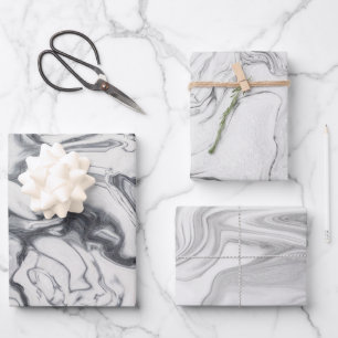 Modernes Muster aus weißem Marmor Geschenkpapier Set