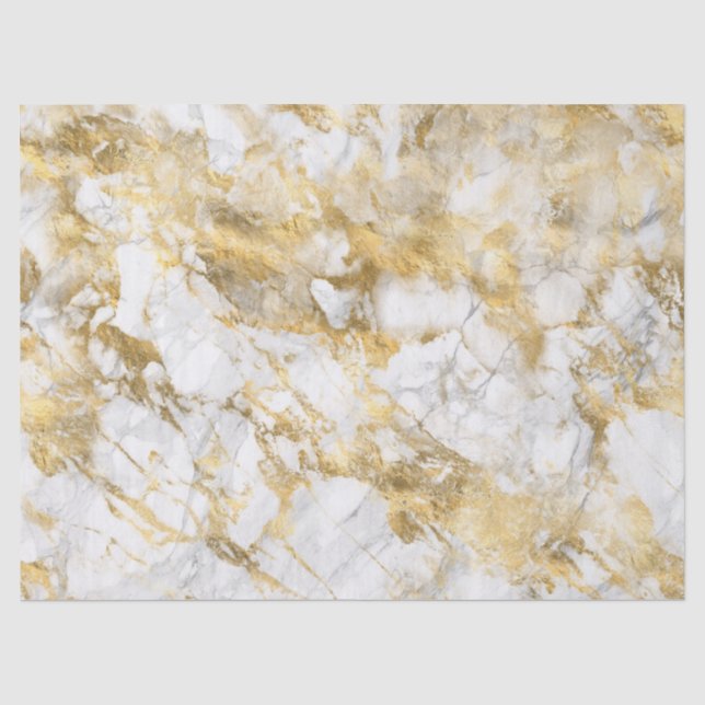 Modernes Muster aus weißem und goldenem Marmor Seidenpapier (Vorderseite)