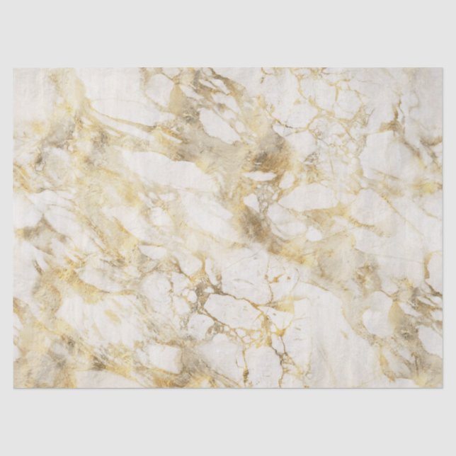 Modernes Muster aus weißem und goldenem Marmor Seidenpapier (Vorderseite)