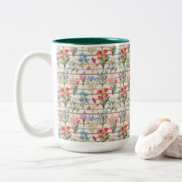 Modernes Muster der Aquarellfarben-Blume Zweifarbige Tasse