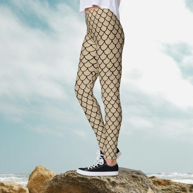 Modernes Muster der beigen Meerjungfische mit Scal Leggings (Von Creator hochgeladen)